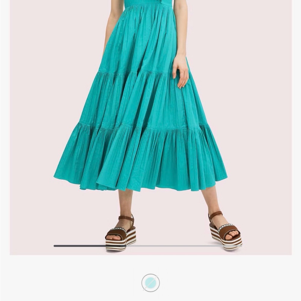 Kate Spade Poplin Ruffled Tiered Teal Maxi Dress - size 10 - Picture 8 of 10